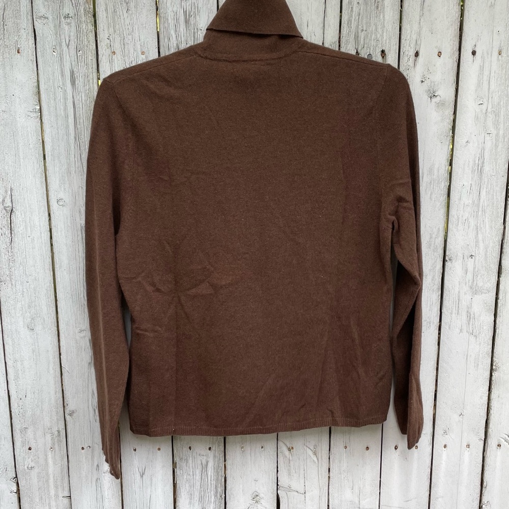 M-A-G Magaschoni 100% Cashmere Turtleneck Sweater Brown Xl View 4
